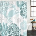 thumbnail image 2 of Xipuska Teal Green Crab Coastal Shower Curtain - Water Repellent Fabric Shower Curtains Washable, Summer Coral Nautical Decorative Polyester Cloth Bathroom Curtains Modern Bath Decor 36"x72", 2 of 6