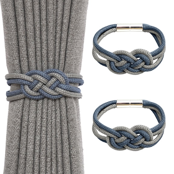 Vegcoo Magnetic Curtain Holdbacks, Blue & Gray, 18 Inch (2 Count)