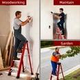 thumbnail image 5 of CQSXDA 41" Fiberglass Step Ladder, 500 lb Capacity, Non-Conductive Insulated Ladder with Non-Slip Feet, Red, 5 of 11