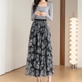 thumbnail image 5 of Aayomet Plus Size Skirts for Women Elastic High Waist Pattern Three Layer Mesh Large Swing Skirt (E, S), 5 of 5
