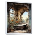 thumbnail image 2 of Designart "Vintage Tile Bathroom IV" Floral Floater Framed Canvas Print, 2 of 7