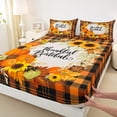 thumbnail image 3 of Manfei Fall Pumpkin Bed Sheets Twin, Thanksgiving Day Twin Sheet Sets, Vintage Buffalo Bedding Sets Twin Size, Lightweight Room Decor, 3 Pieces, 3 of 7