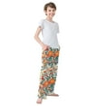 thumbnail image 4 of FORMRS Kids Pajama Pants with Pockets Size 13-14Y Boys Lounge Sleep Bottoms, Orange Japanese Flowers Pattern, 4 of 8