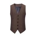 thumbnail image 2 of Dovford Mens Vintage Tweed Suit Vest V Neck Casual Wool Waistcoat for Wedding Groomsmen, 2 of 7