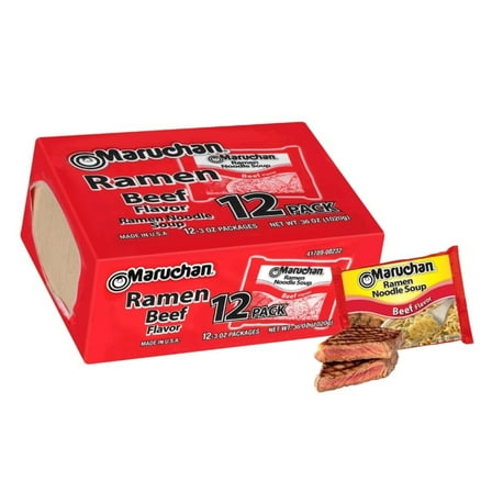 Maruchan Ramen Noodle Beef Flavor Soup, 3 oz, 12 Count