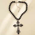 thumbnail image 5 of NICKSUN Vintage Filigree Cross Pendant Pearl Beaded Choker Necklace, Gothic Multi-Layer Imitation Pearl Chain Necklace, 5 of 8