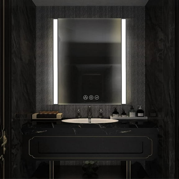 Blossom Binary 30"x32" LED Mirror – Matte Black Frame | Foldable Wings | Anti-Fog | Dimmable | Smart Touch