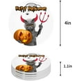 thumbnail image 1 of FMSHPON Halloween Devil Cat Holding Pumpkin Set of 8 Round Coaster for Drinks, Absorbent Ceramic Stone Coasters Cup Mat with Cork Base for Home Kitchen Room Coffee Table Bar Decor, 1 of 5