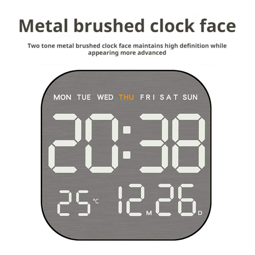 Atomic Wall Clock with Indoor/Outdoor Temp Large Number Display Silent Battery Operated Alarm Analog Digital Clocks for Bedroom Seniors Desk Living Room Office Bathroom Kitchen Shower(White)