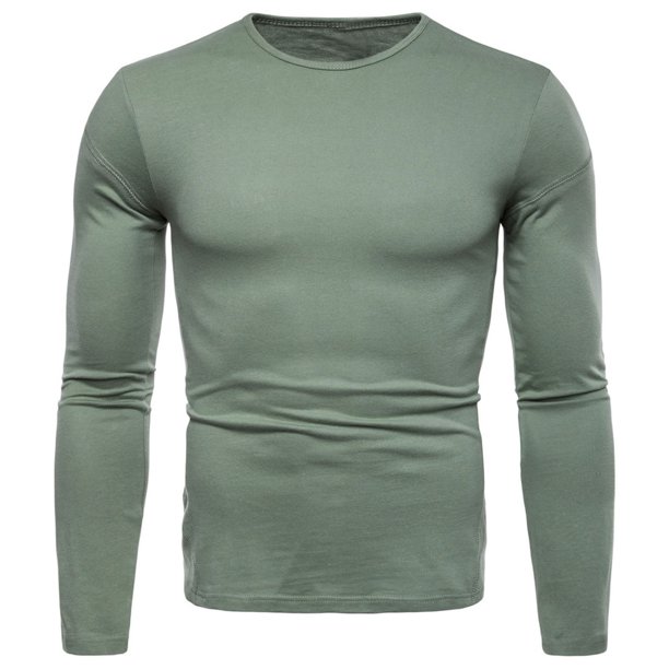Hombres Fitness Jogging Pullover Cuello redondo Color sólido Slim Top T-shirt Pompotops oipoqjl8128
