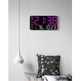 thumbnail image 2 of Multifunctional Decorative LED Digital Wall Clock, LED Display Wall Mount Clock, Soft Night Light Design with Date, Week, Temp, Humidity for Living Room Bedroom Office (Blue, White back panel), 2 of 7