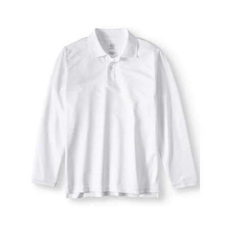 - Boys School Uniform Long Sleeve Performance Polo
