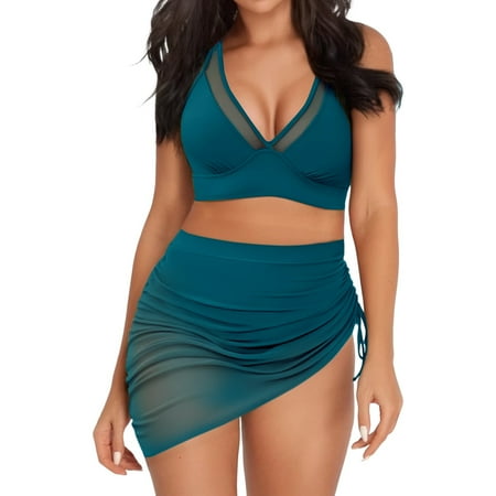 Yanyanz Women s Swimwear Swimming Suits for Women  Women with Breast Pad No Bracket Top Breast Subsystem Rope Bikini Sexy Swimsuit Green XL