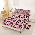 thumbnail image 2 of Castle Fairy Cartoon Coquette Skull Bed Sheets 4-Piece,Bow Lace Heart Skeleton Cute Gothic Pattern Full Size Sheets,Pink Black,1 Fitted Sheet,1 Flat Sheet and 2 Pillowcases, 2 of 6