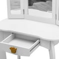 thumbnail image 3 of Twister.CK Kids Vanity, Girls Vanity Table with Mirror,Stool,Tri-Folding Mirror& Drawer, 2 in 1 Wooden Princess Makeup Desk Dressing Table, Toddler Vanity,Pretend Play Vanity Set for Kids, 3 of 5