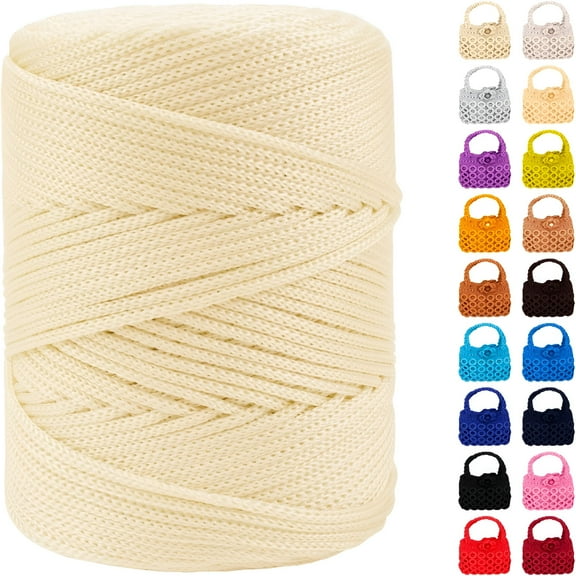 AUQ Polyester Macrame Cord 3mm x 185yards,Braided Macrame Cord Polypropylene Silk Cord,Crochet Bag Polyester Yarn for Crocheting,Bag,Wall Hangings,Rug,DIY Crafts 1Pack