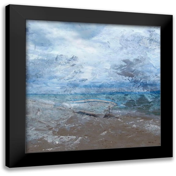 Lewis, Sheldon 12x12 Black Modern Framed Museum Art Print Titled - Row Boat At The Coast