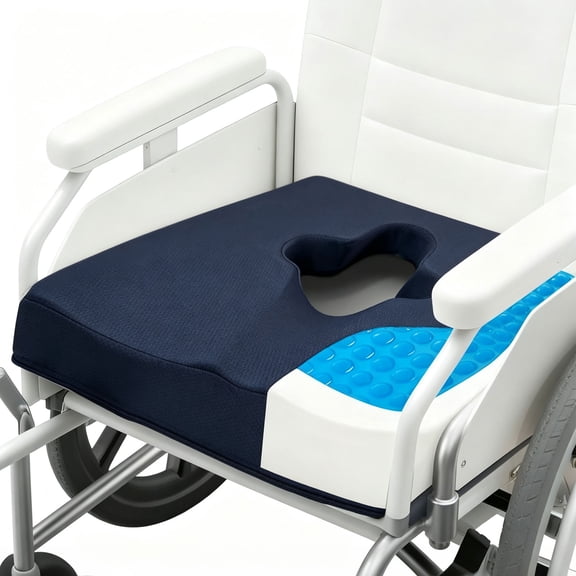 Gel Wheelchair Seat Cushion for Pressure Relief, Ergonomic Memory Foam Butt Cushion for Sciatica Coccyx Pain, Long Sitting Office Chair Pad for Elderly Seniors