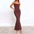 thumbnail image 4 of Xdegoge Prom Dresses for Women Slim Fit Spaghetti Strap Cowl Neck Maxi Dress Polka Dot Mermaid Ruffle Hem Evening Dresses Formal Wedding Guest Party, 4 of 7
