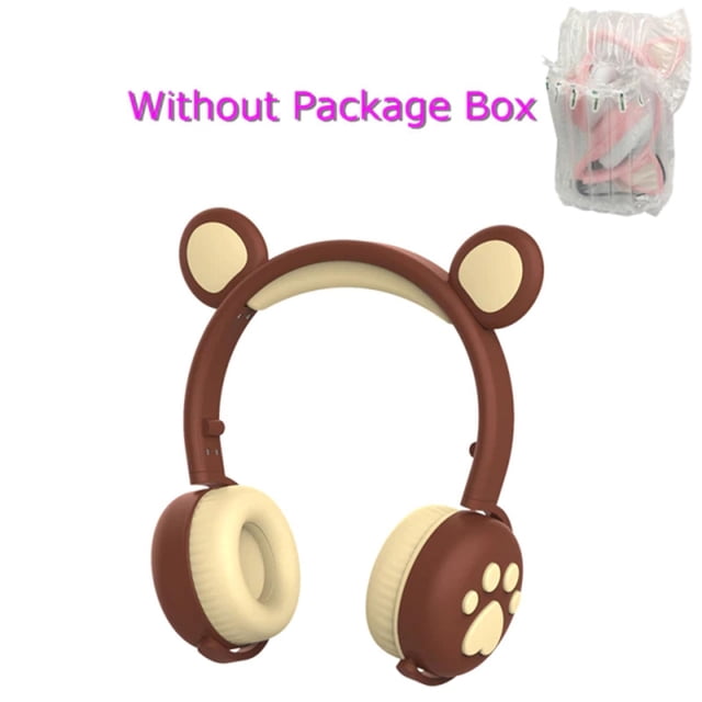 Auricures inalámbricos RGB 3 colores LED para Orras cómodas plegables con micrófono 15H Tiempo de música para tableta Niñas marrón