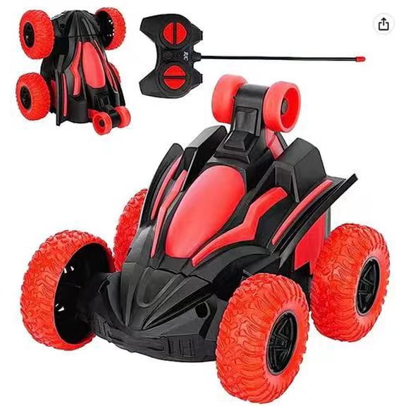 Remote Control Car for Kids, 2.4GHz RC Stunt Car with 360° Spins & LED Light Wheels, Double-Sided All-Terrain Racing Car Toy, Gift for Boys & Girls Ages 3-8 (Red)