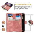 thumbnail image 2 of Crossbody Wallet Case for iPhone 14, Premium PU Leather Phone Case with RFID Blocking Card Holder Zipper, Wrist Strap & Lanyard, Flip Stand Purse Cover for iPhone 14, Rosegold, 2 of 7