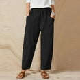 thumbnail image 3 of Bigersell Women's Shaping Straight Pants Full Length Pants Fashion Women Casual Summer Wear Pants Solid Color Cotton And Linen Trousers Ladies' Shaping Straight Pants, 3 of 5