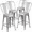 Silver, variant on Flash Furniture Commercial Grade 4 Pack 24" High White Metal Indoor-Outdoor Counter Height Stool with Removable Back
