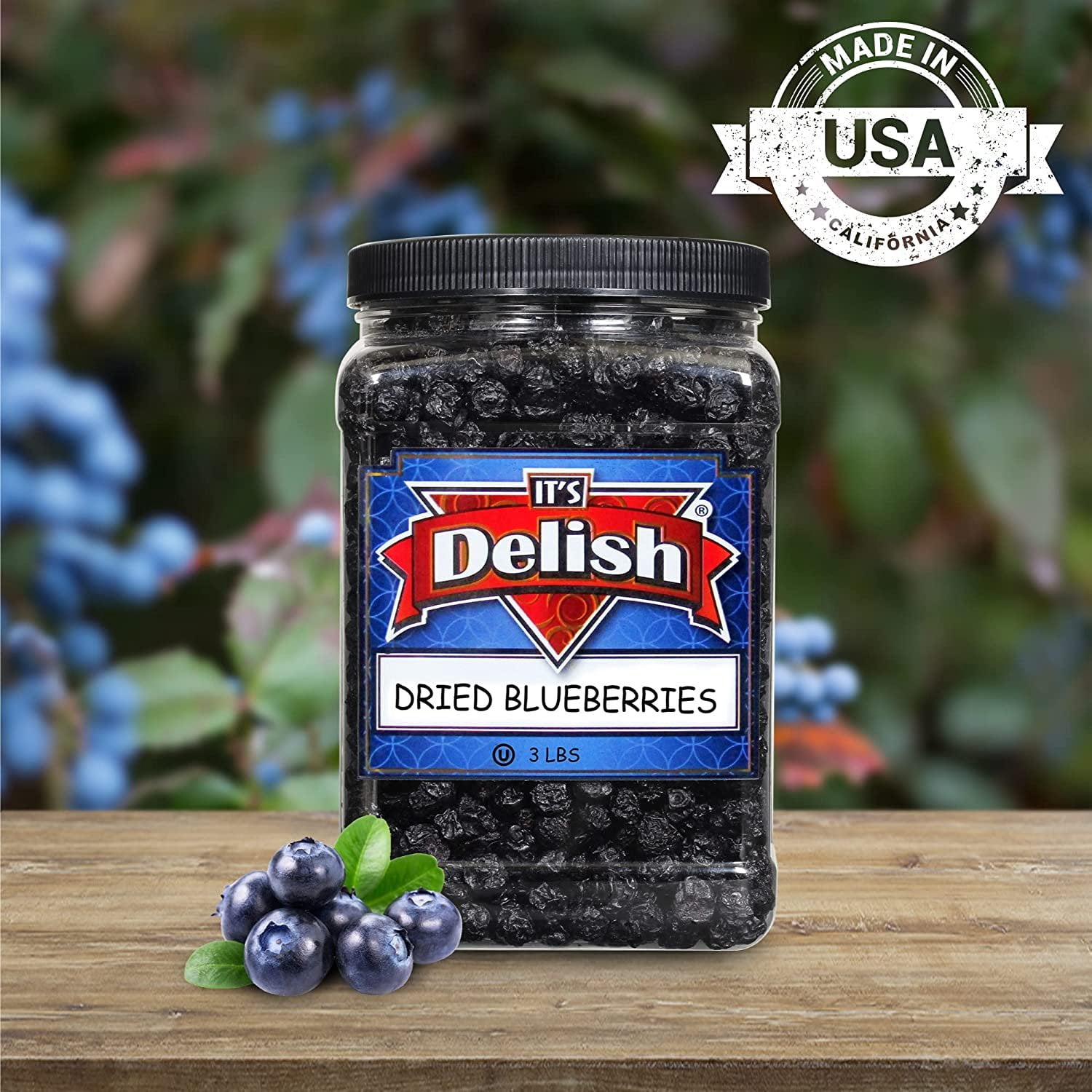 Dried Blueberries by Its Delish, 3 LBS Jumbo Container  Bulk Dehydrated Blueberry Fruit Dry Wild Berries for Baking & Snacking  Healthy Vegan Snack