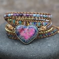 thumbnail image 5 of ZUARFY Natural Heart Stones 3 Strands Wrap Bracelets Hematite GemBead Leather Bracelet, 5 of 8