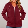 thumbnail image 6 of LLYWEY Womens Zip-up Hoodie with Thumb Holes - Arm Zipper Long Sleeve Hooded Jackets Side Pockets Lightweight Soft Casual Loose Fleece Fall Jackets Wine M, 6 of 9