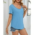 thumbnail image 4 of AherBiu Summer Casual Tops for Women Scoop Neck Short Sleeve Loose Fitting Tunic Top Tees Vintage Tshirts, 4 of 8