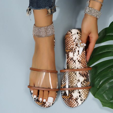 

Outer Wear Ladies Casual Flat Color Transparent Sandals