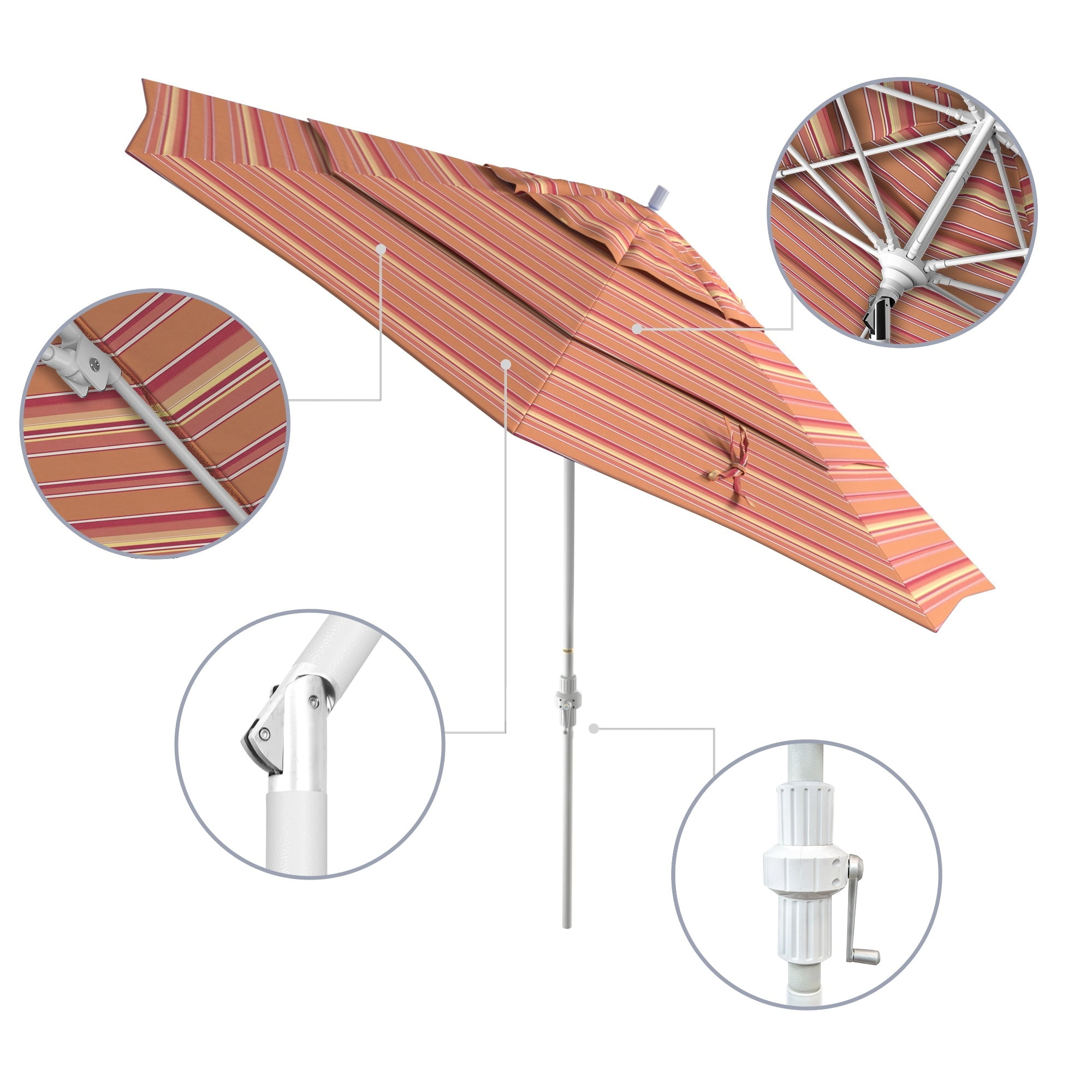 11 ft aluminum auto tilt patio umbrella in dolce mango California Umbrella 11' Patio Umbrella in Dolce Mango