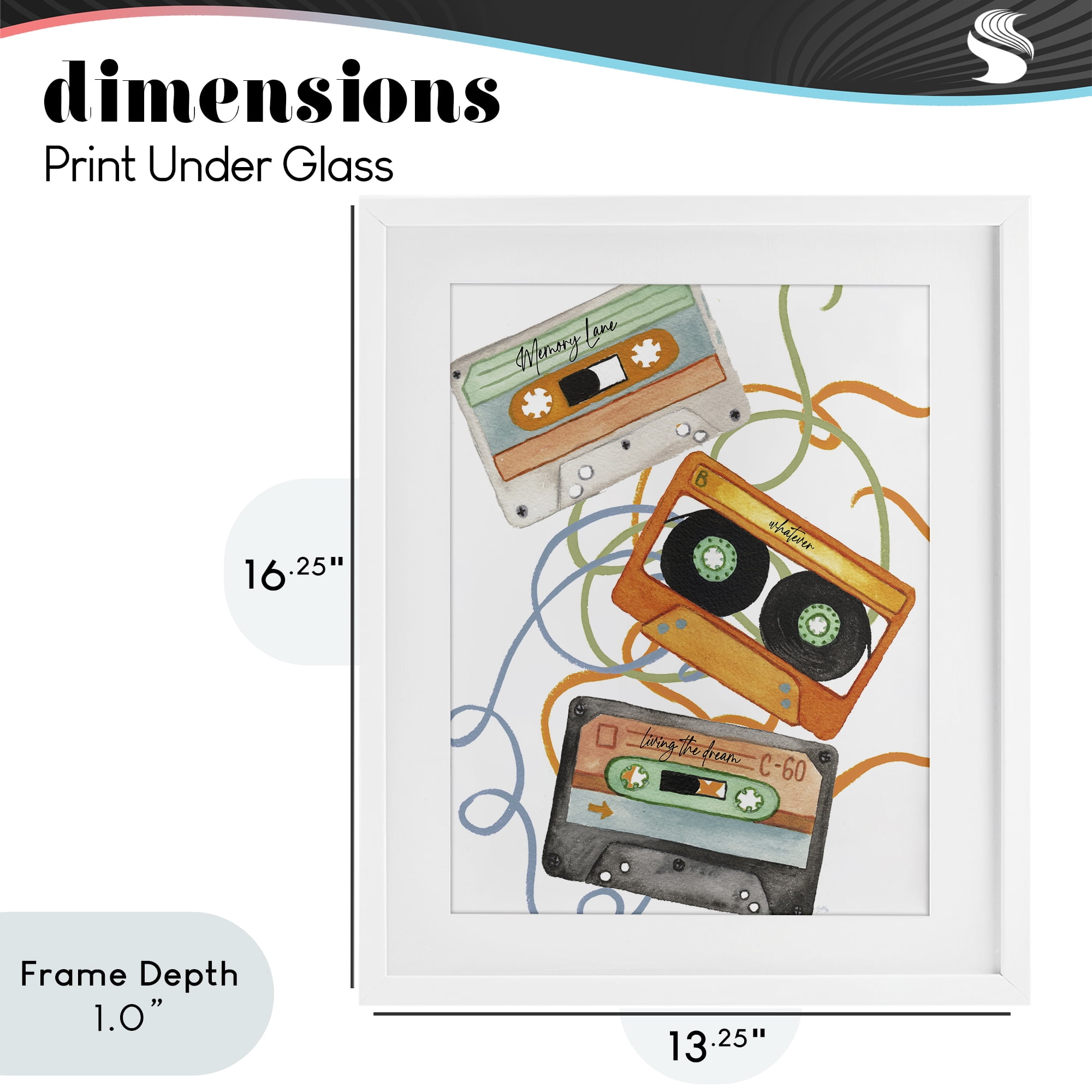 Stupell Industries Cassette Mix Tapes Trio White Framed Print Under Glass, design by Elizabeth Medley