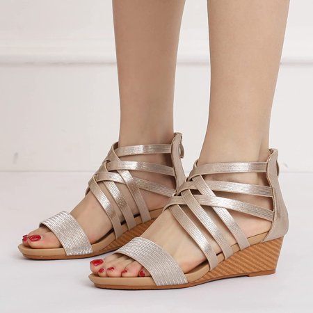 

Sandals Women Heels Women Wedge Strap Sandals Summer Boho Shoes Comfortable Open Toe Elastic Strap Sandals Roman Sandals Flip Flops Thong Sandals