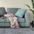 thumbnail image 4 of Amrita Sen Designs  20 x 20 in. Pond Peacock Suede Zippered Pillow with Insert - Muted Aqua & White, 4 of 9