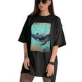 thumbnail image 3 of Plus Size Shirt for Women Black Tops for Women Short Sleeves Shirt for Women Whale T Shirt Crewneck Shirt for Women 2XL, 3 of 5