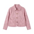 thumbnail image 4 of Wensltd Women Cropped Collar Button Front Long Sleeve Jacket Front Pockets Casual Outerwear Tops, 4 of 8