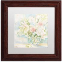 Trademark Fine Art "Early June Bouquet" Canvas Art by Sheila Golden, White Matte, Wood Frame