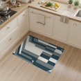 thumbnail image 2 of ODIKA 3'x5' Dark Teal Geometric Venn Charcoal Washable Throw Rug Modern Flatwoven Design With Abstract Rectangular Motifs Stain Resistant, Low Profile, Non-Slip for Entryway, Kitchen, Mudroom, 2 of 7