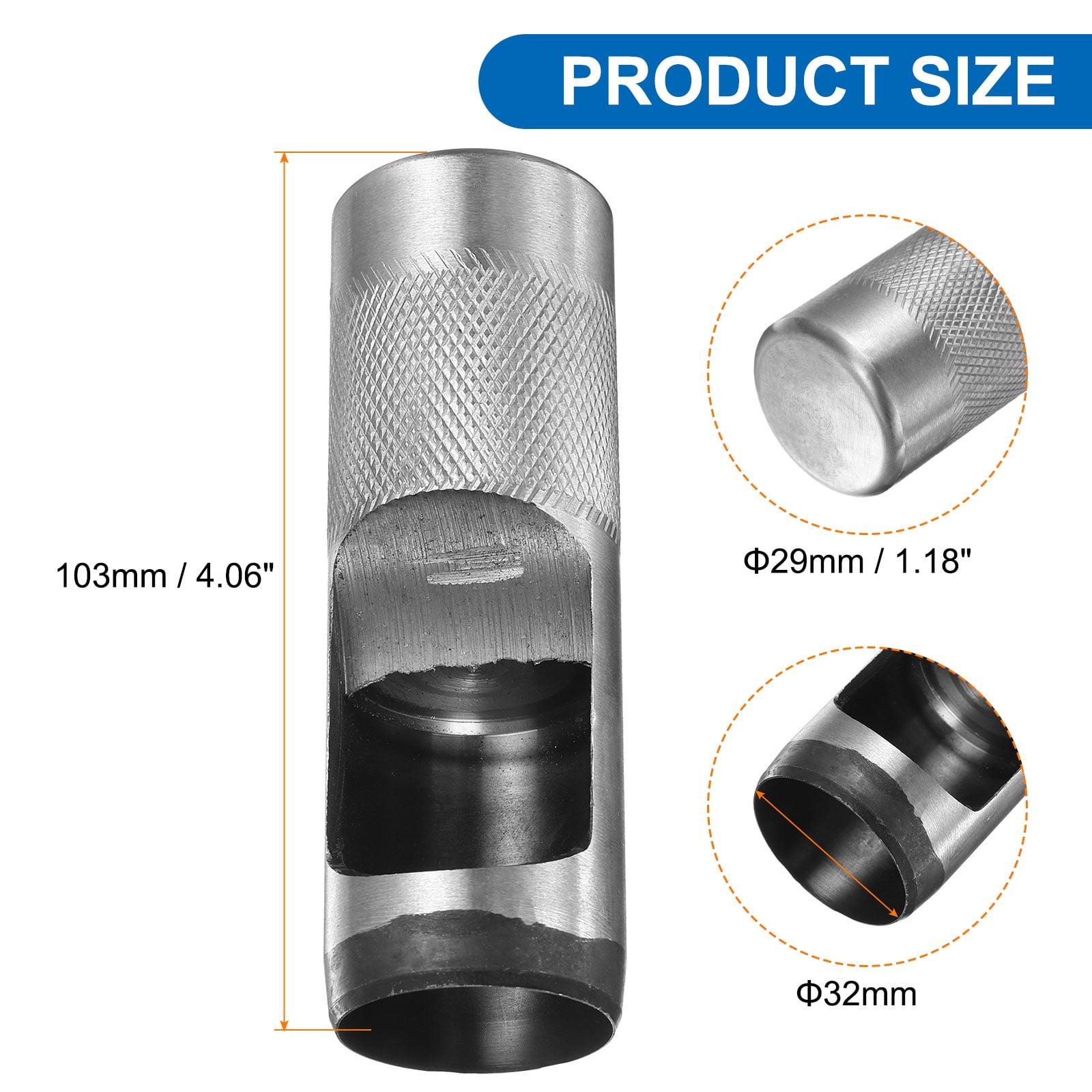 Uxcell Leather Round Hole Punch, 32mm Hollow Hole Puncher Cutter Carbon Steel Tool