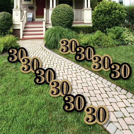 Adult 30th Birthday - Gold Lawn Decorations - Outdoor ...