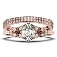 thumbnail image 1 of Gorgeous Boho & hippie 2.25 Carat Oval Cut Vintage Look Diamond Moissanite Engagement Ring Set, Wedding Ring in 925 Sterling Silver With 18k White Gold Plating, Trio set, 1 of 4