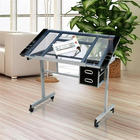 Yaheetech Adjustable Drafting Drawing table Rolling Drafting Desk ...