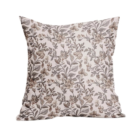 Floral Block Print Pillow Covers 18X18 Inch Set Of 1, Vintage Flower Pattern Decorative Throw Pillowcases Outdoor Farmhouse Cushion Covers Fall Rustic Sofa Couch Bed Decor