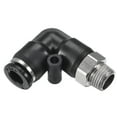 thumbnail image 1 of Conector de tubo de empuje único, codo macho, 6mm OD x rosca G1/8" para ajuste neumático, 1 of 3