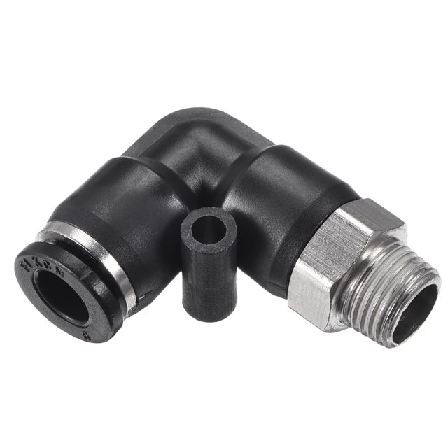 Conector de tubo de empuje único, codo macho, 6mm OD x rosca G1/8" para ajuste neumático