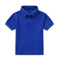 thumbnail image 3 of YDFCWXW Boy's Polo Shirt - Short Sleeve Regular Fit Classic Top Solid Casual 2 Button Collared T Shirts (Blue, 3-4 Years), 3 of 7