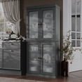 thumbnail image 4 of Palace Imports 100% Solid Wood 32" Pantry Cabinet with Frosted Glass Doors and Adjustable Shelves, Gray, 4 of 6